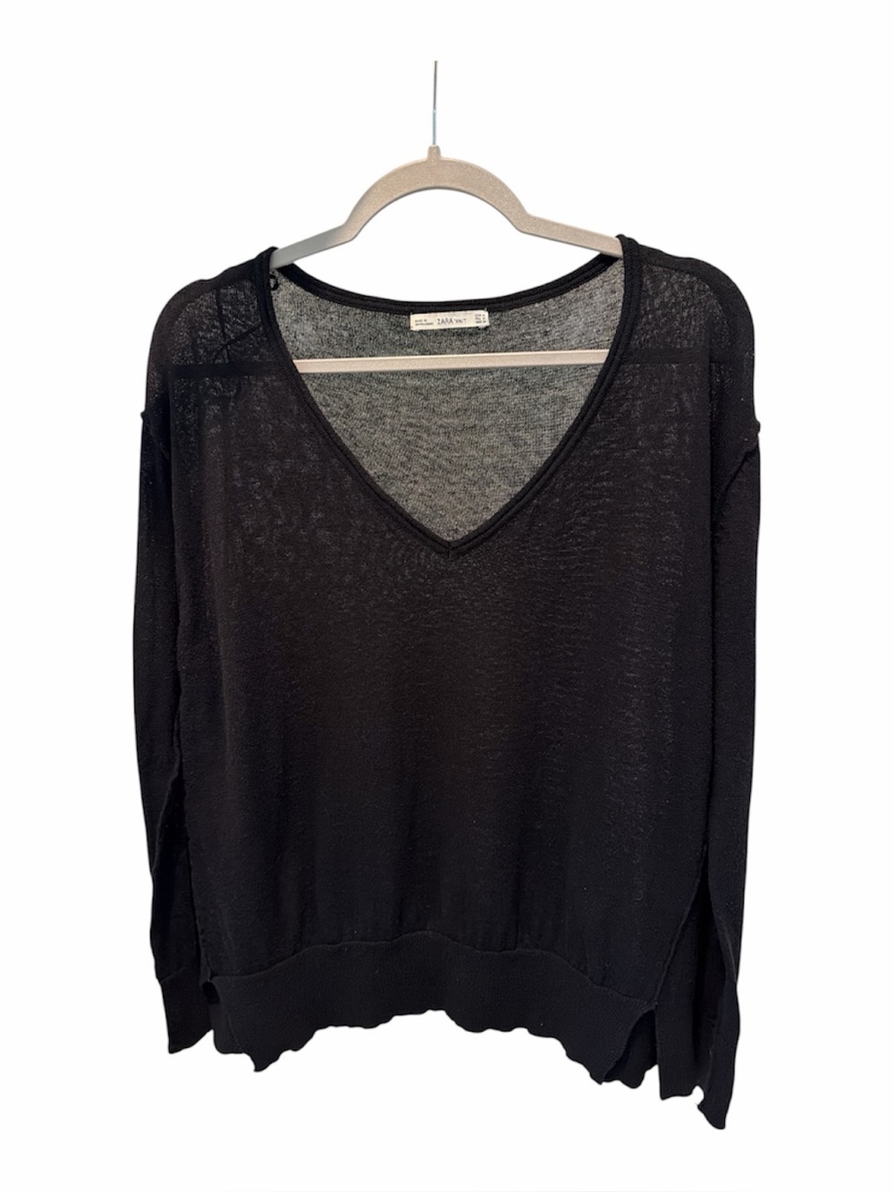 ZARA Black Knit Lightweight Sweater size medium - Picture 2 of 6